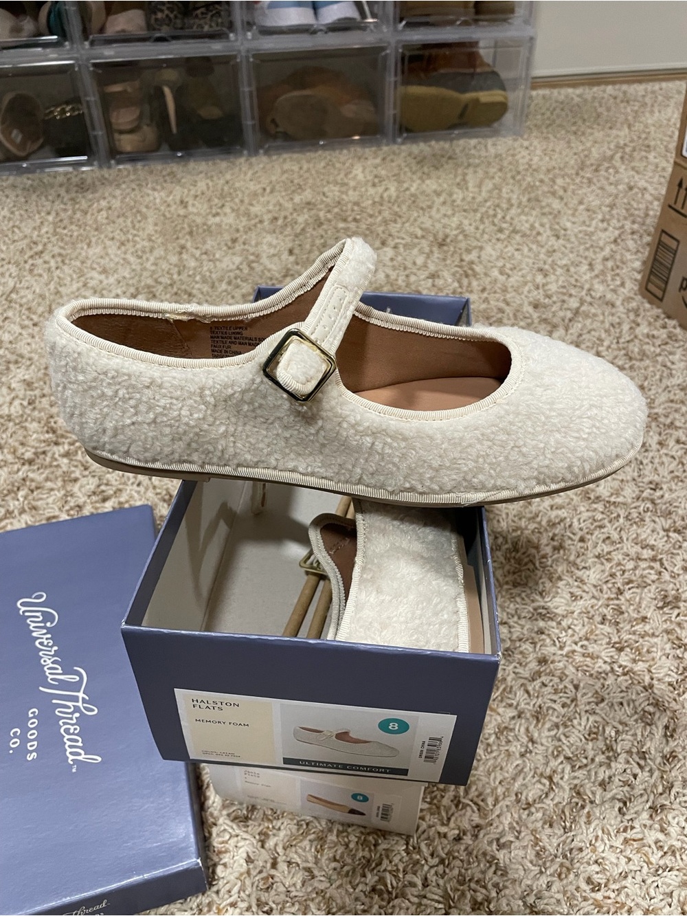 Universal Thread Cream Sherpa Mary Jane Flats - Women's